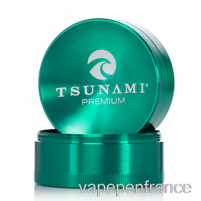 Tsunami 2,4 Pouces 4 Pièces Broyeur Supérieur Enfoncé Vert (63 Mm) Stylo Vape